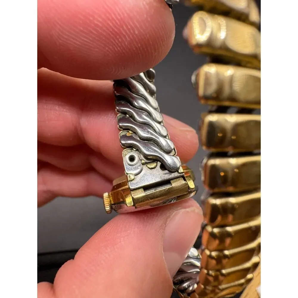 Vintage Bifora Women's Watch Silver Dial Gold Tone w/ Stretch Band